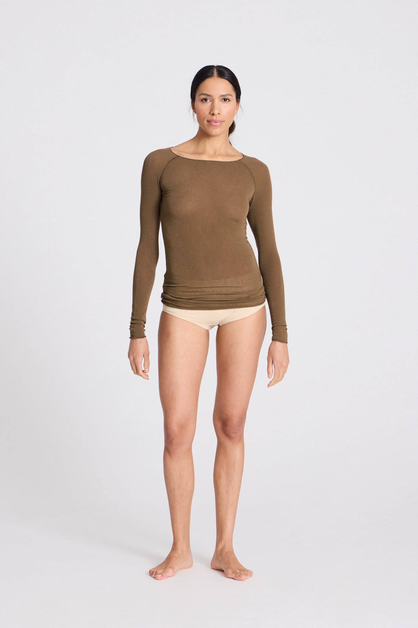 Amalie Wool langærmet t-shirt - Kangaroo